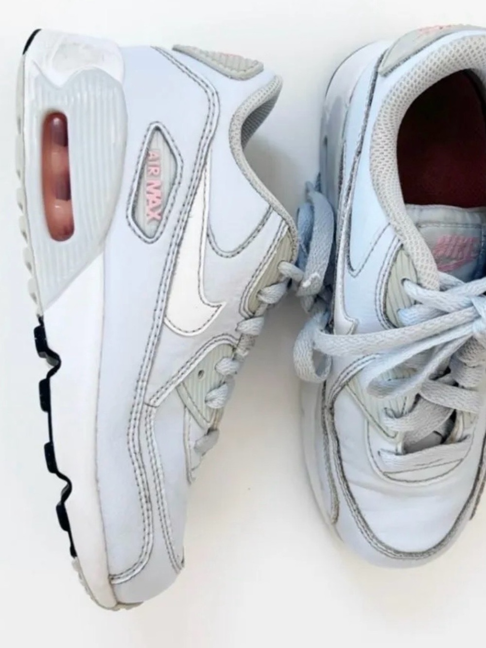 Kids Size 13.5 Nike Air Max 90 Baby Blue Leather Sneakers